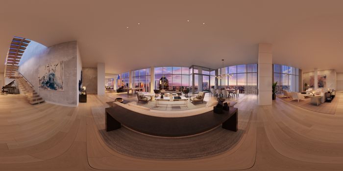 Panoramic view of living room.
